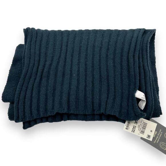 NEW On 34th Wide Ribbed Solid Knit Scarf Navy Blue Winter Wrap Textured - Picture 5 of 9
